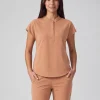 Front Desk Collar Top in Caramel