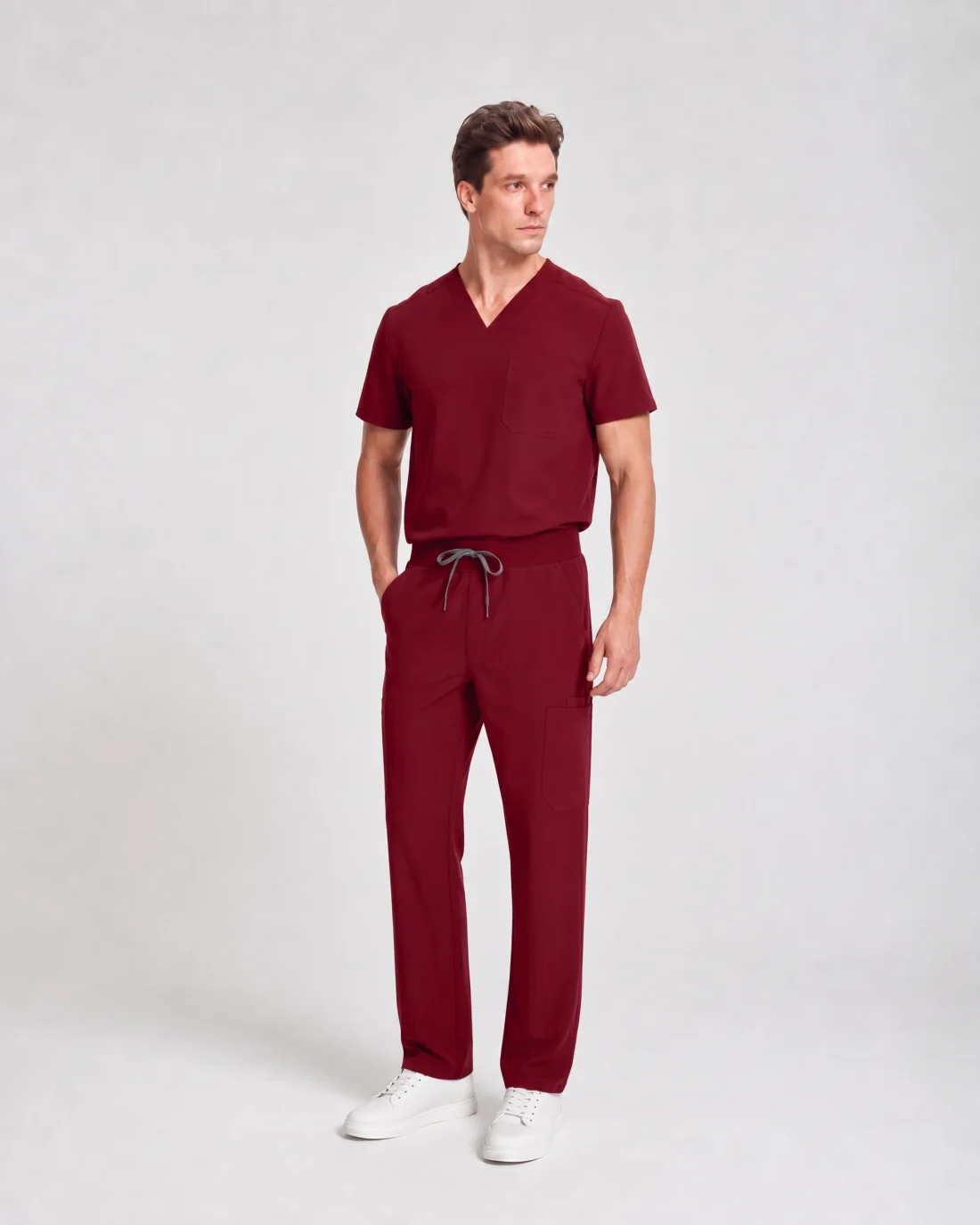 Mens Core Scrub Set in Burgundy - front