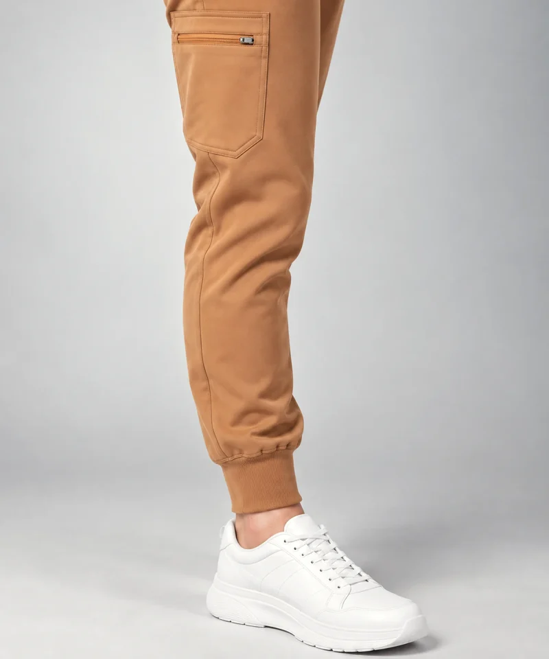 Womens Motion Jogger Pant in Caramel - side view, styled