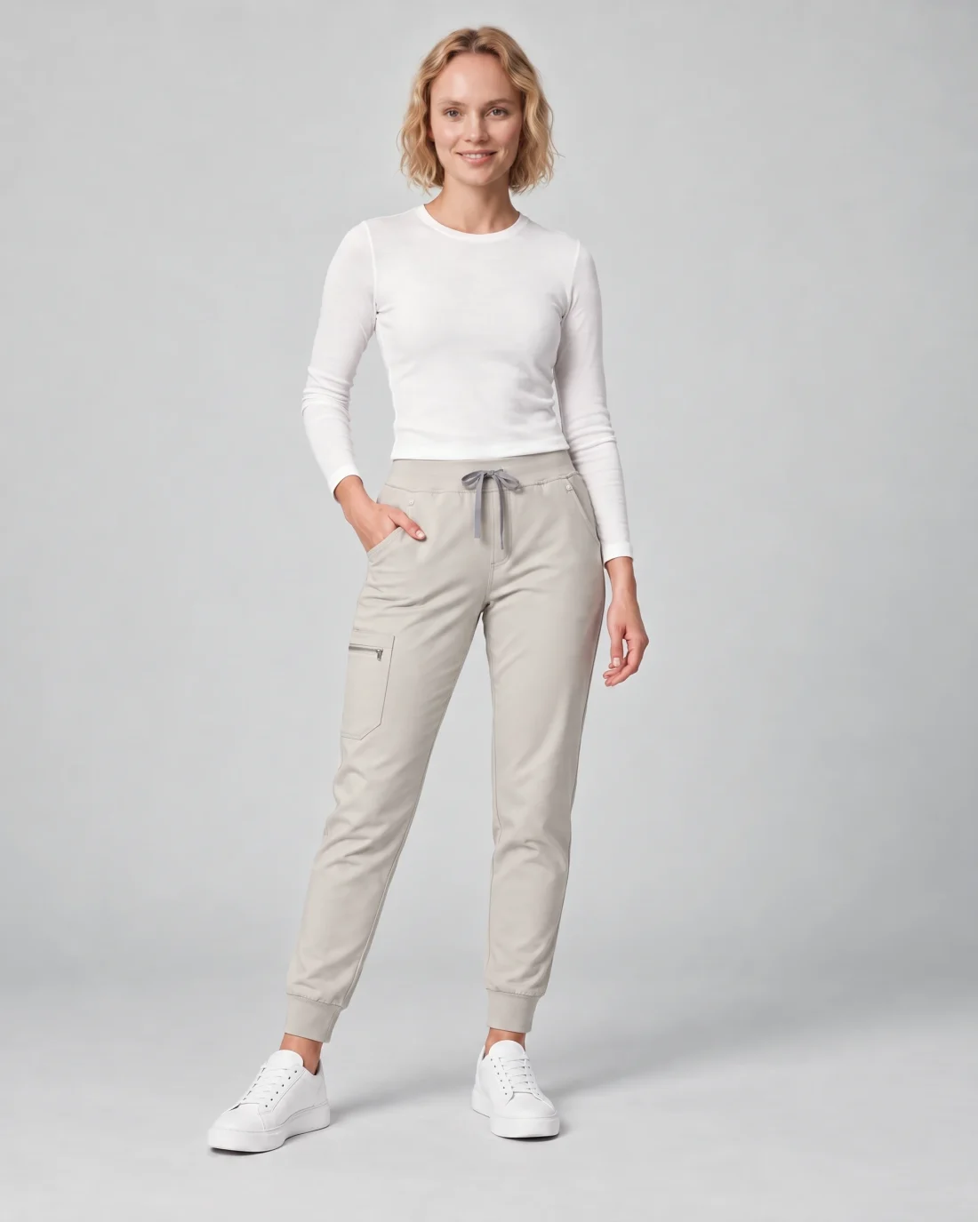 Womens Motion Jogger Pant in Greige - front