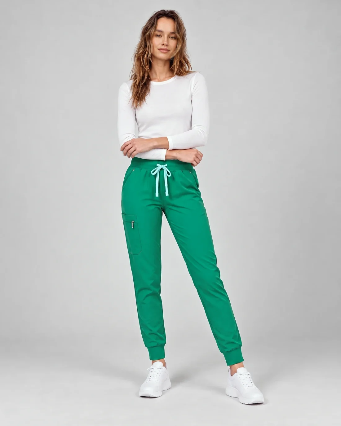 Womens Motion Jogger Pant in Emerald Green - front