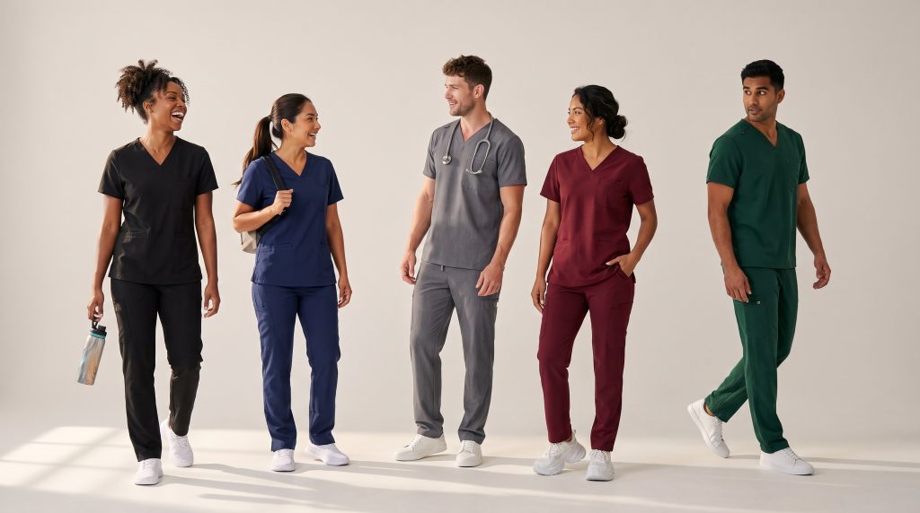 The five classic scrub colors together