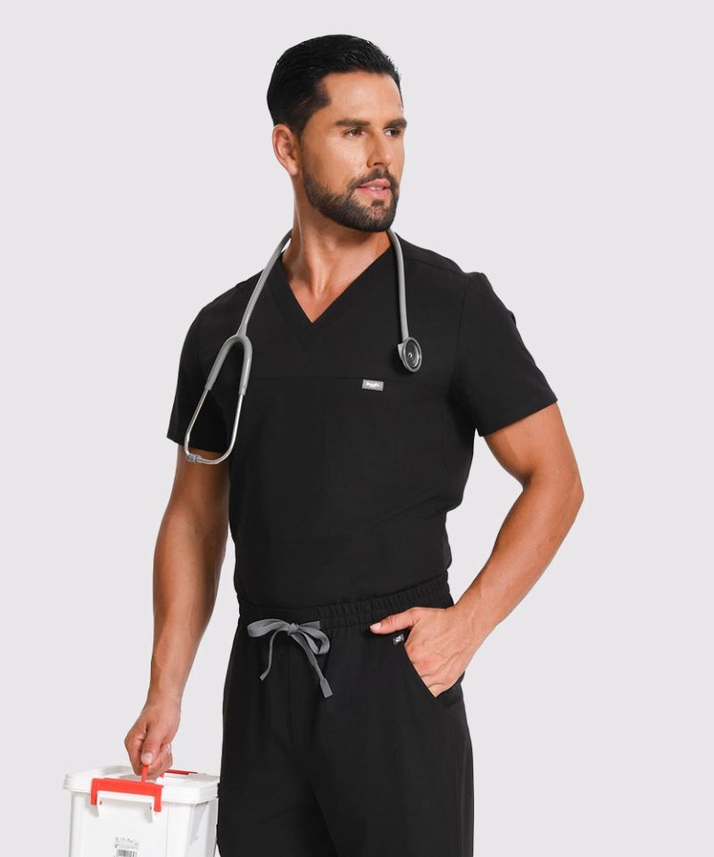Men's Motion Jogger Scrub Set — Black, factory original view 4