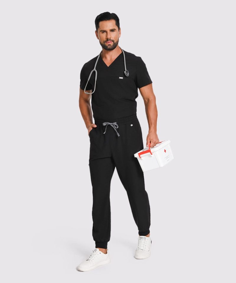Men's Motion Jogger Scrub Set — Black, factory original view 5