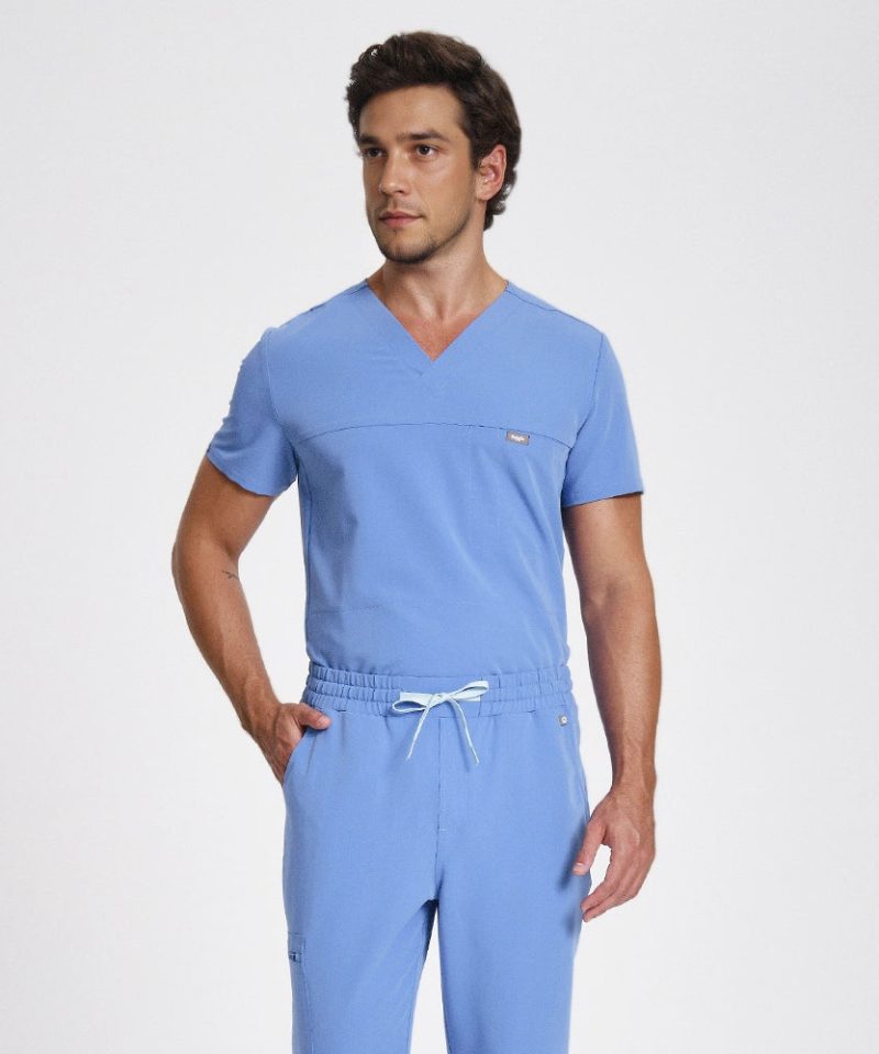 Men's Motion Jogger Scrub Set — Ceil Blue, factory original view 3