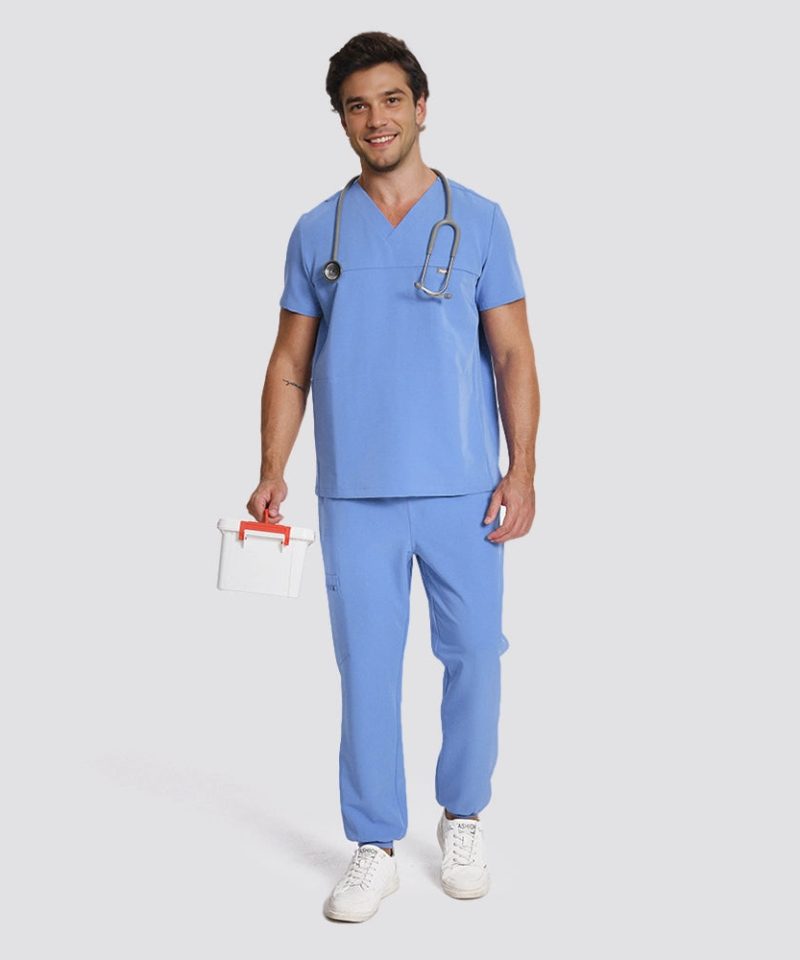 Men's Motion Jogger Scrub Set — Ceil Blue, factory original view 5