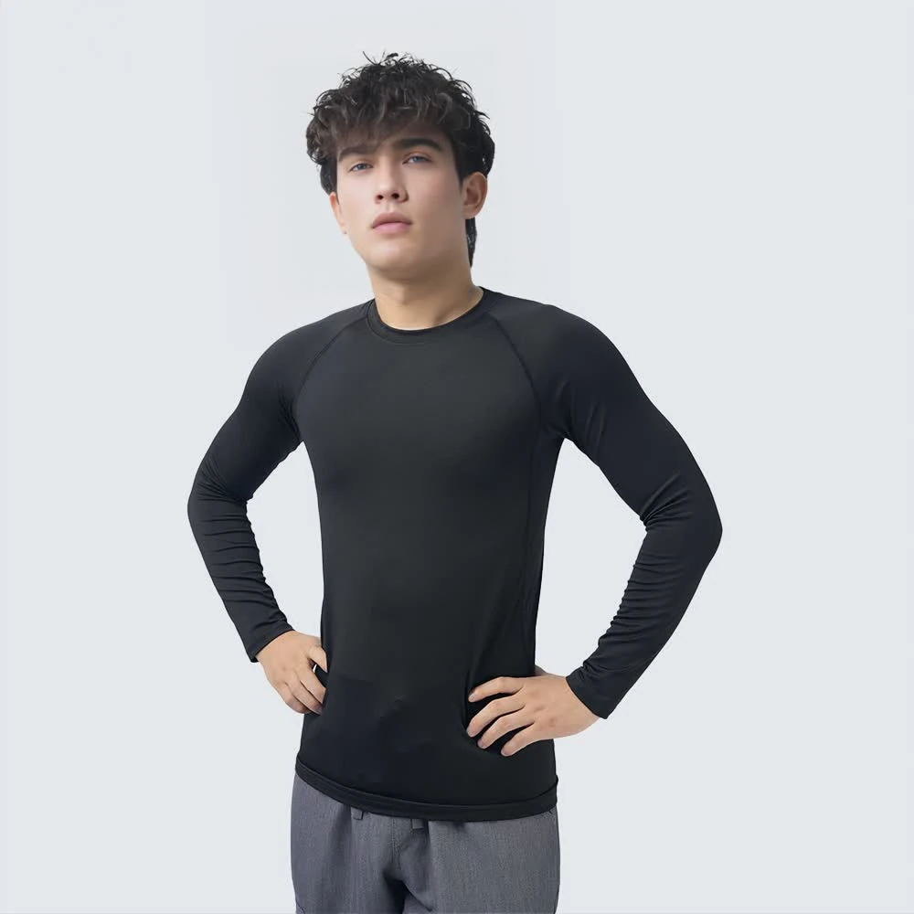 Men's quick-dry long-sleeve underscrub — black front