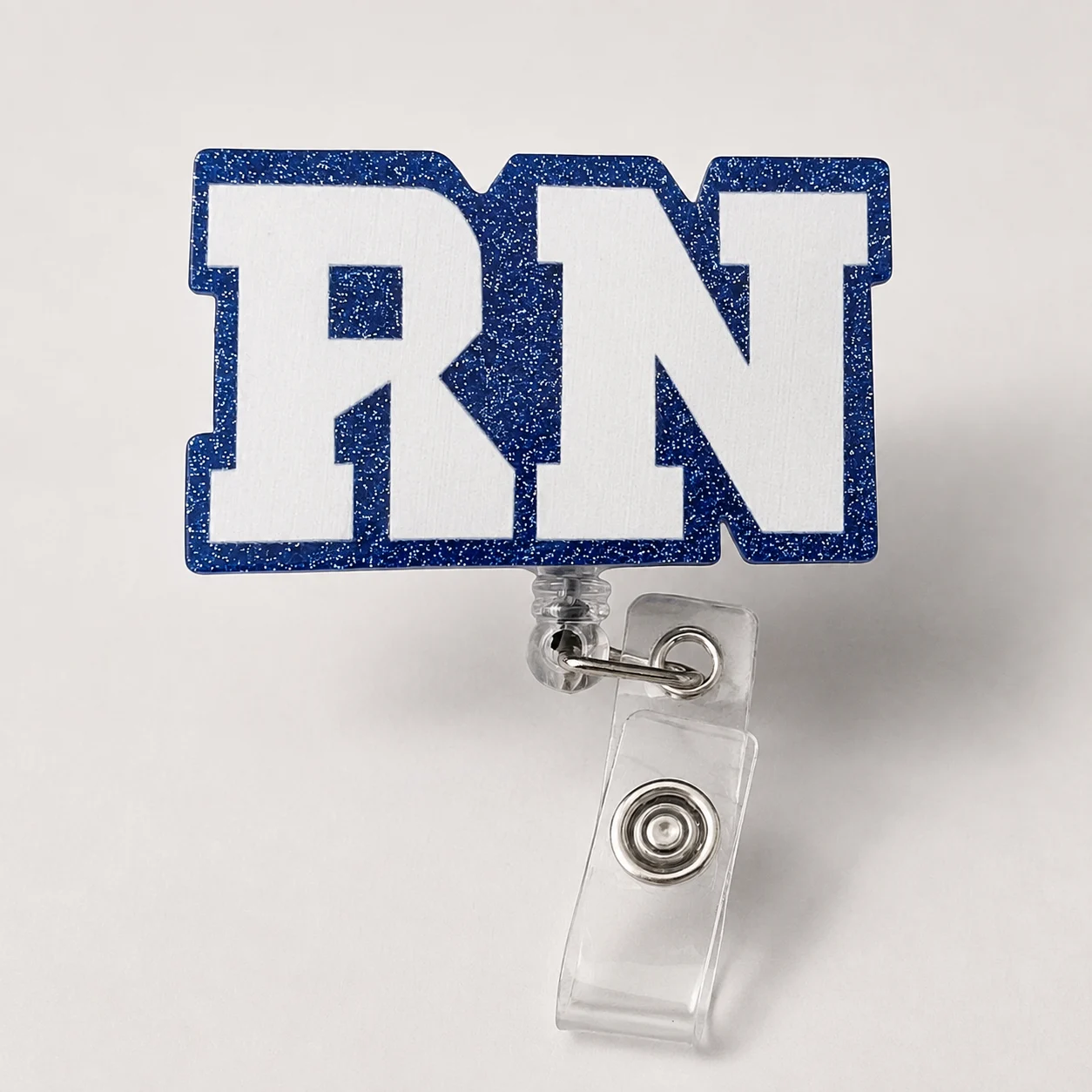 Blue RN badge reel