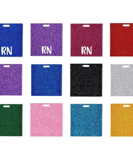 RN badge buddy cards in twelve glitter colourways