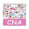 CNA badge buddy card in pink glitter with badge reel