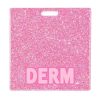 DERM badge buddy card in pink glitter with badge reel