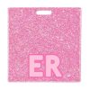 ER badge buddy card in pink glitter with badge reel