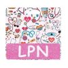 LPN badge buddy card in pink glitter with badge reel