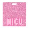 NICU badge buddy card in pink glitter with badge reel