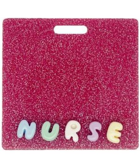NURSE badge buddy card in magenta glitter