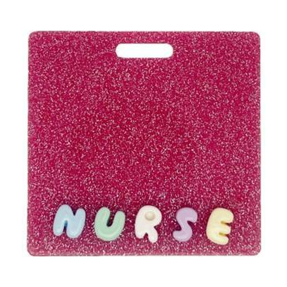 NURSE badge buddy card in magenta glitter