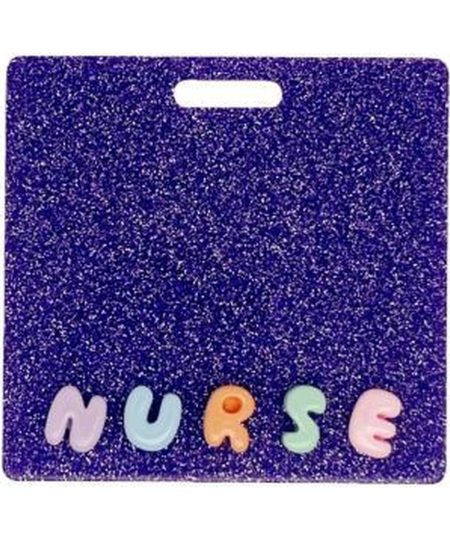 NURSE badge buddy card in purple glitter