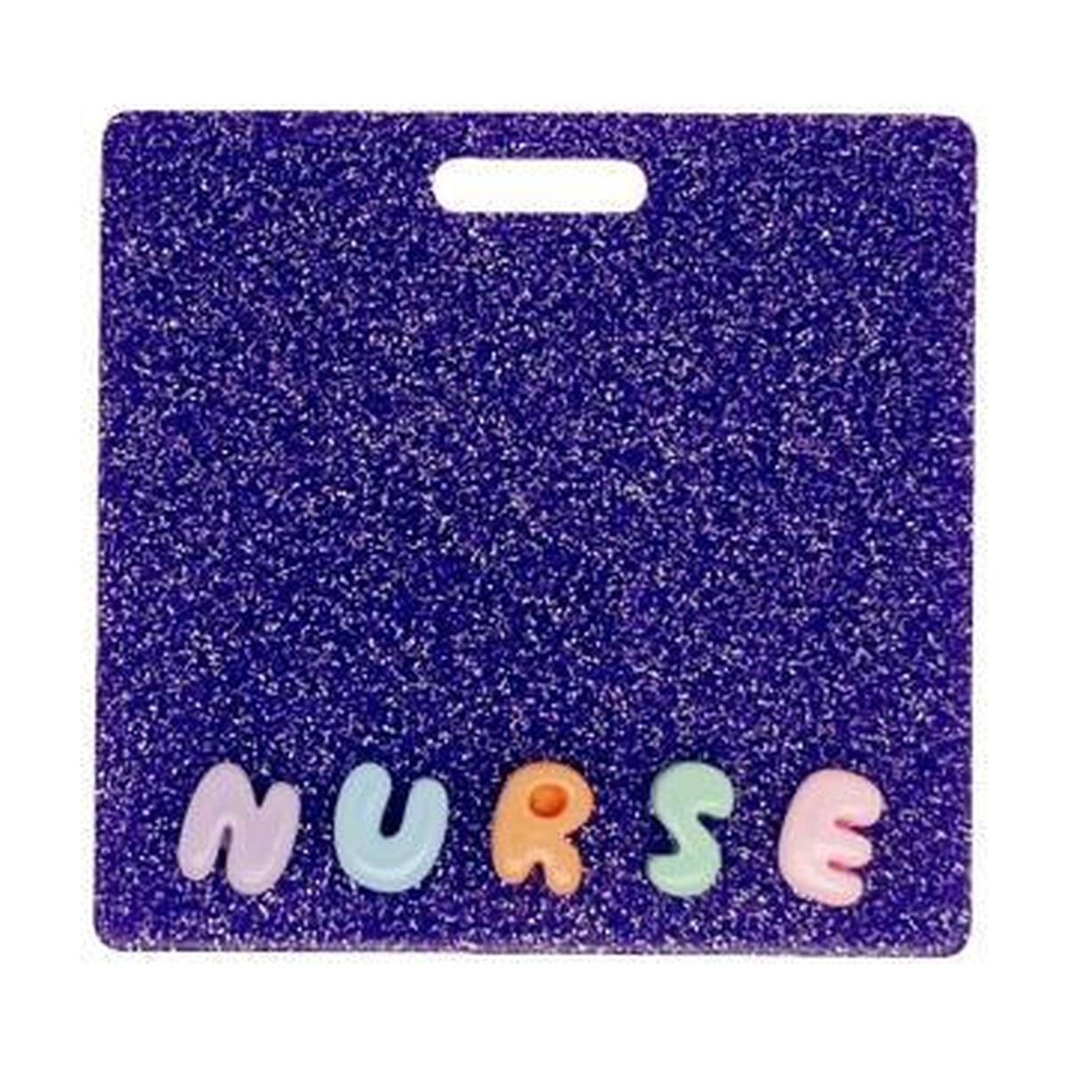NURSE badge buddy card in purple glitter