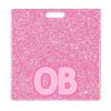 OB badge buddy card in pink glitter with badge reel