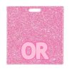 OR badge buddy card in pink glitter with badge reel