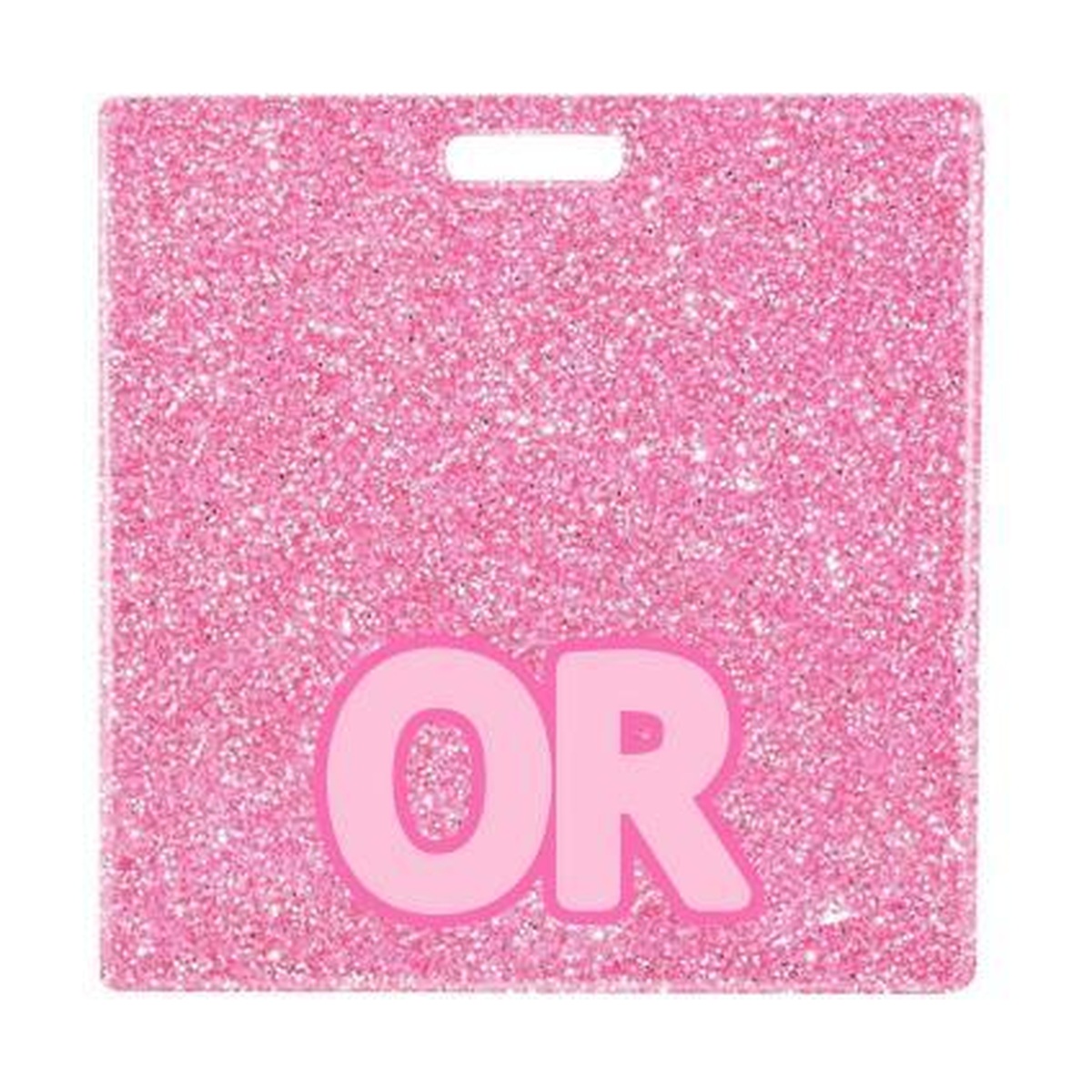 OR badge buddy card in pink glitter with badge reel
