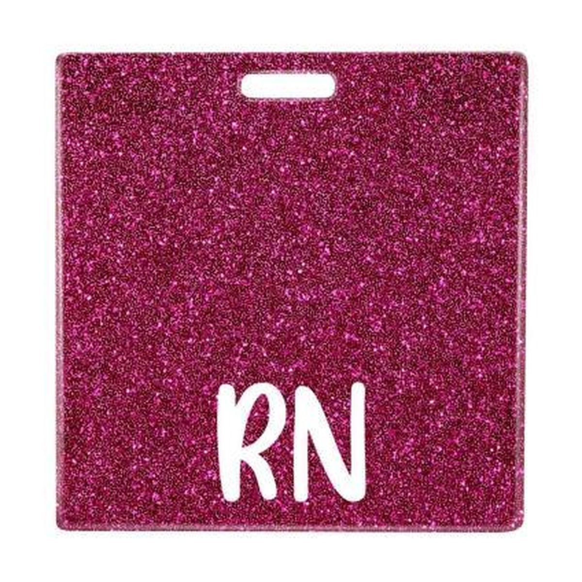 RN badge buddy card in magenta glitter
