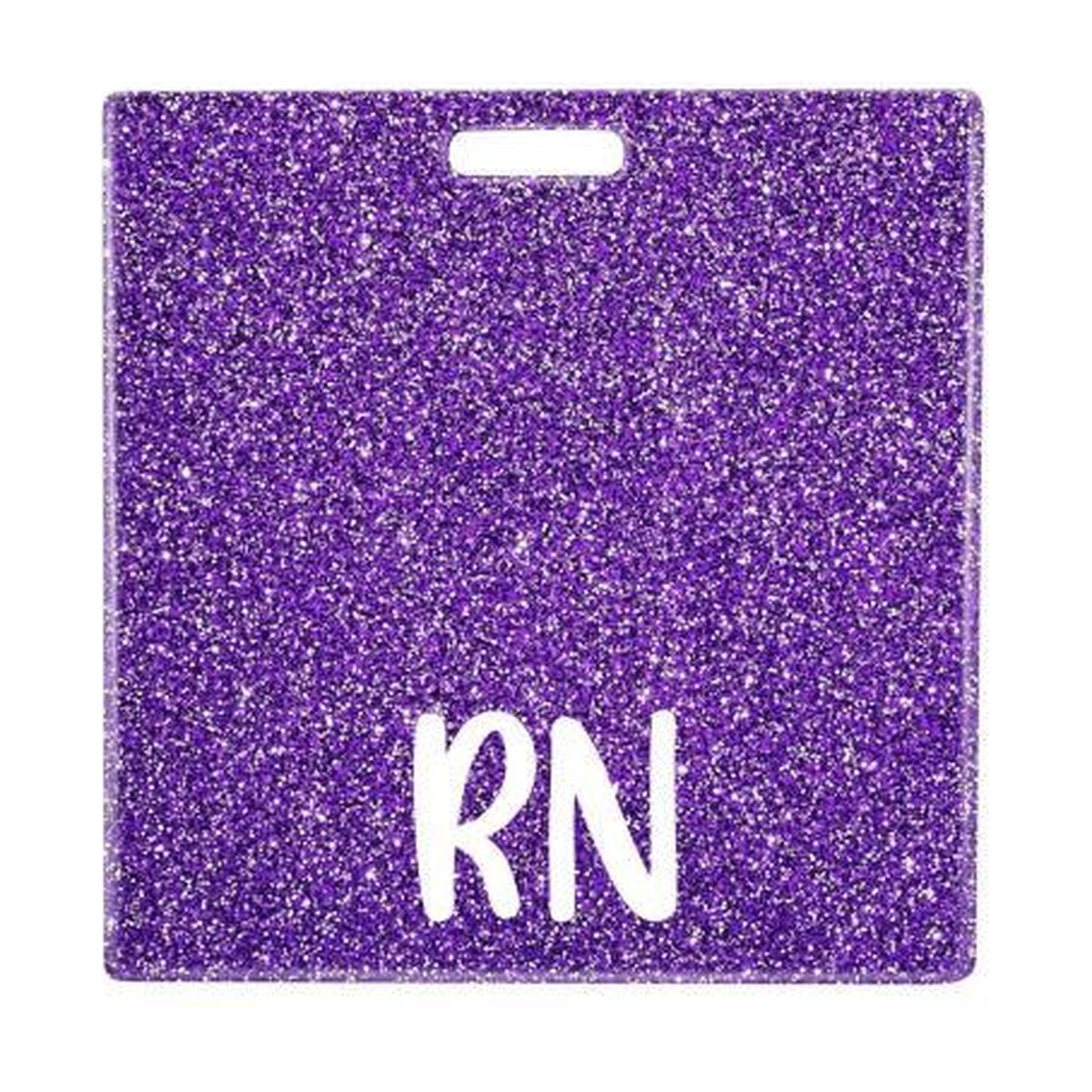 RN badge buddy card in purple glitter