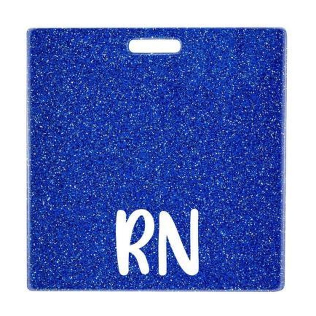 RN badge buddy card in royal blue glitter