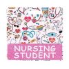 NURSING STUDENT badge buddy card in pink glitter with badge reel