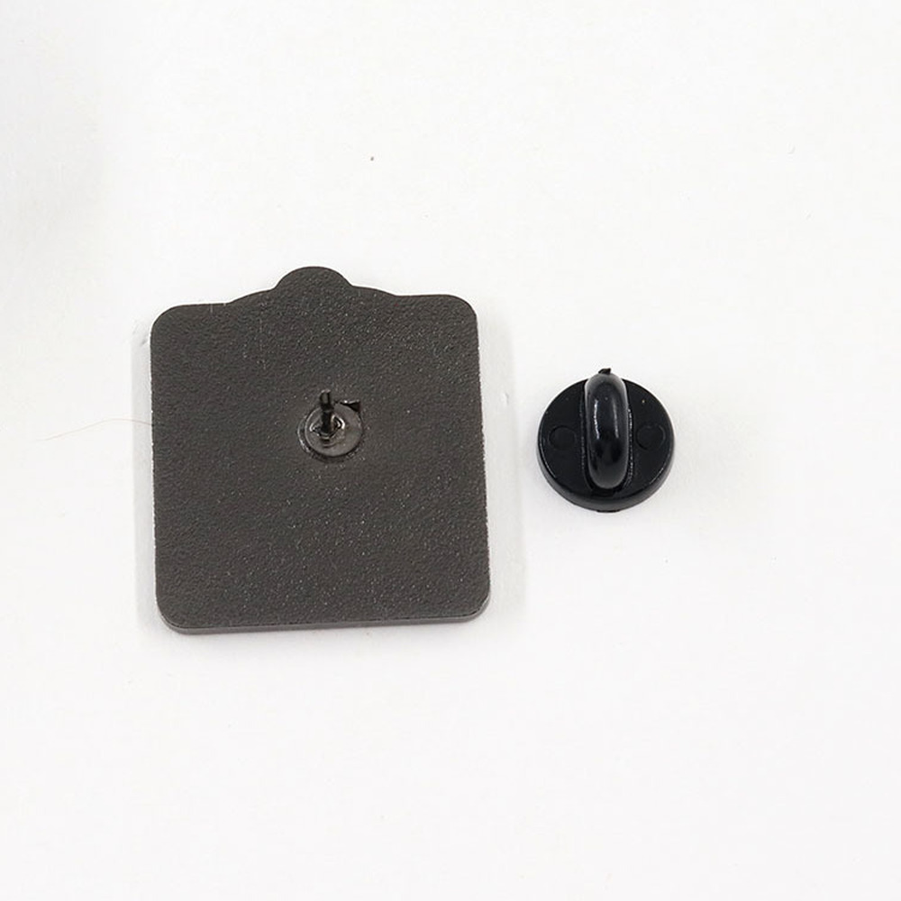 Back of the enamel pin - single post with a butterfly clutch