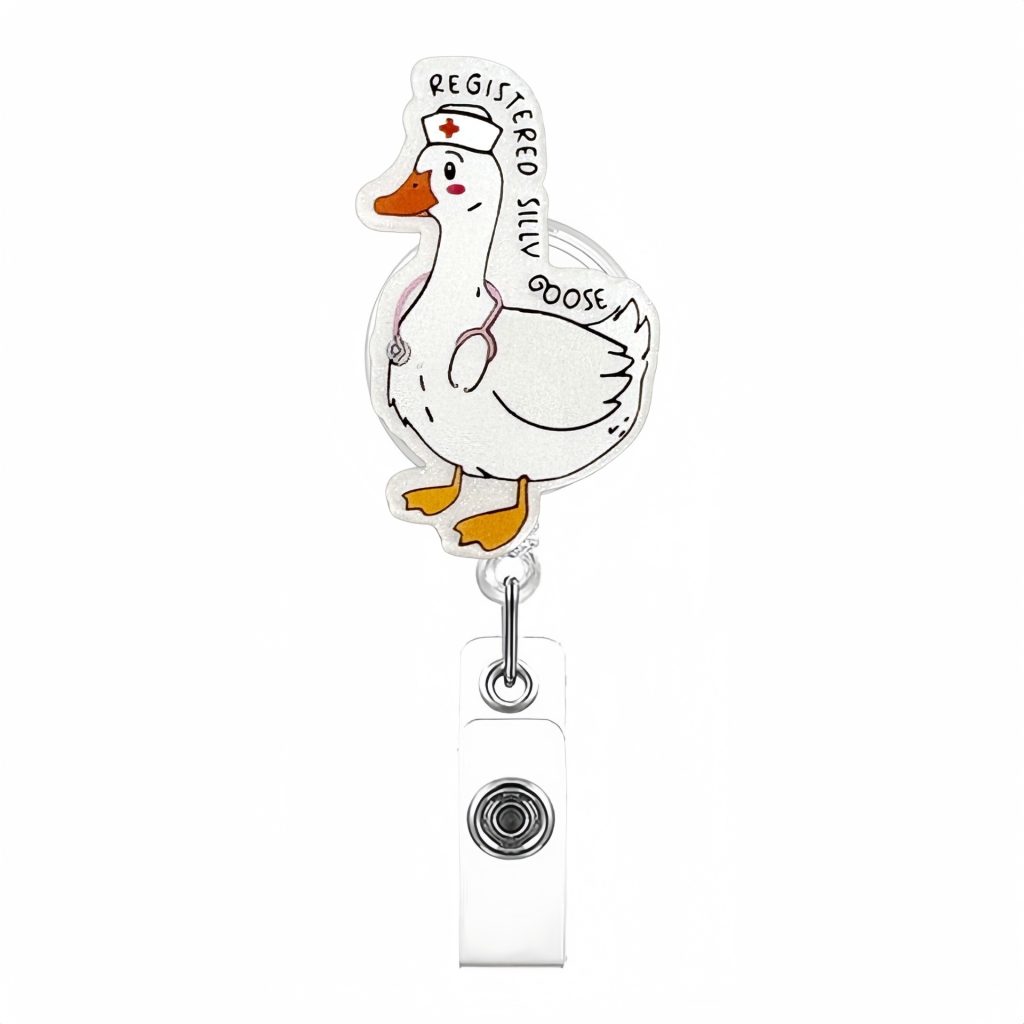 Registered Silly Goose badge reel with nurse cap