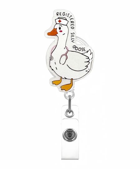 Registered Silly Goose badge reel with nurse cap
