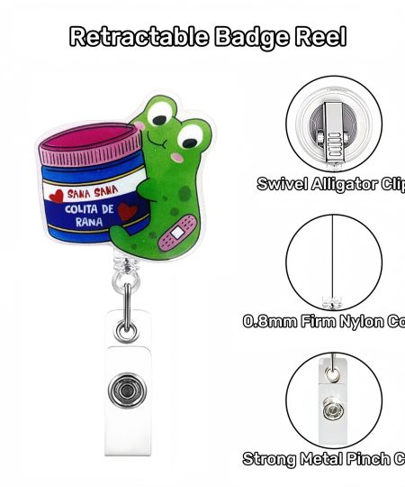 Badge reel construction - swivel alligator clip, nylon cord, metal pinch clip