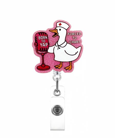 Goose badge reel reading Born to Yap, Forced to Chart