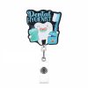 Dental Hygienist retractable badge reel with tooth and dental tools