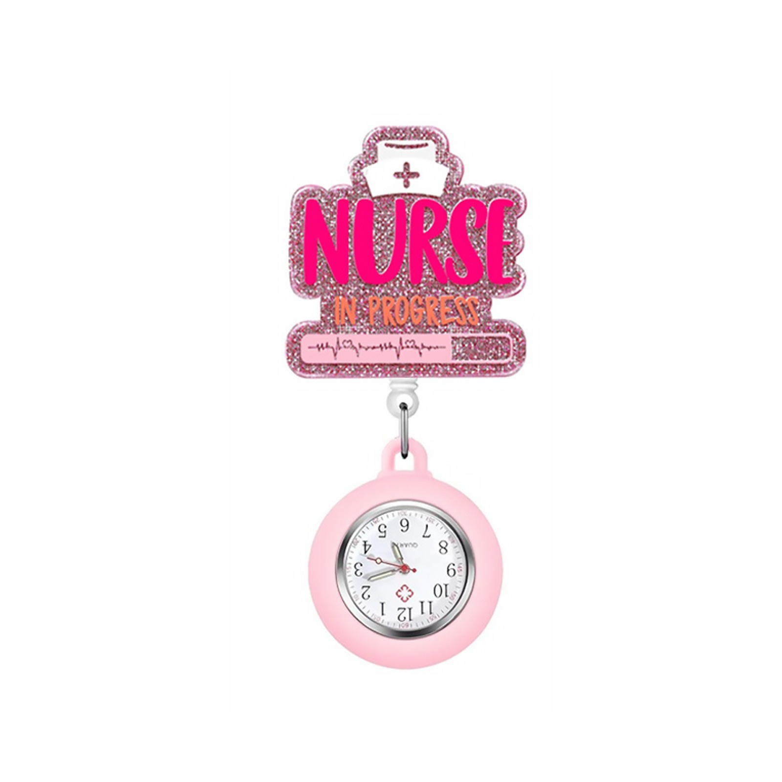 Nurse In Progress glitter fob watch