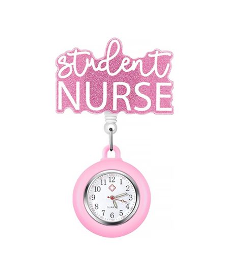 Student Nurse pink glitter fob watch