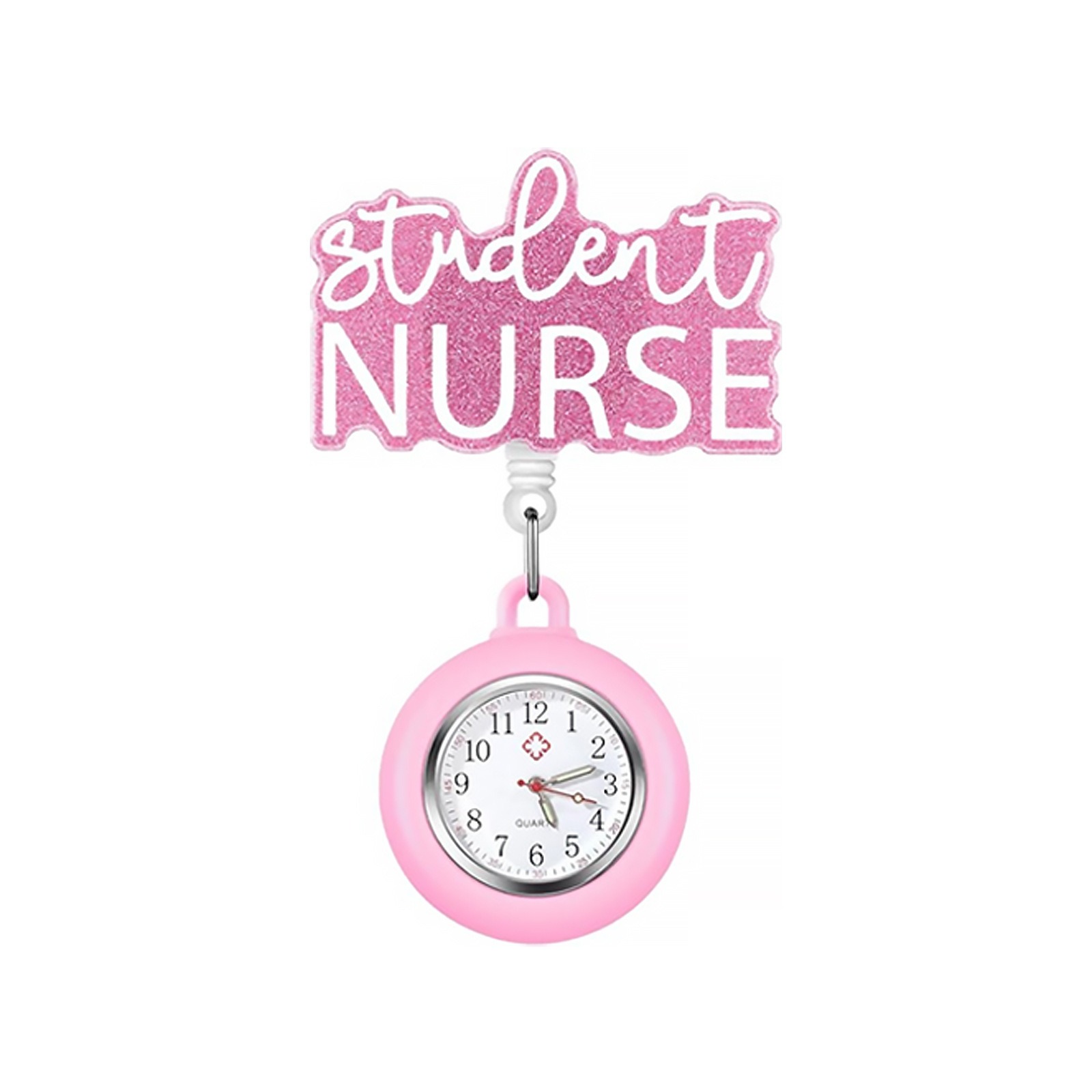 Student Nurse pink glitter fob watch